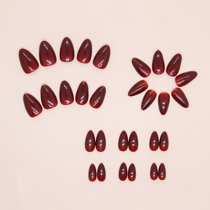 N-137 - Dark Maroon - Press On Nail Set Of 24