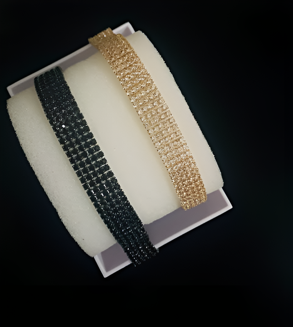 UNI - 1020 -  Golden and Black Stoned Styled Trendy Bracelets