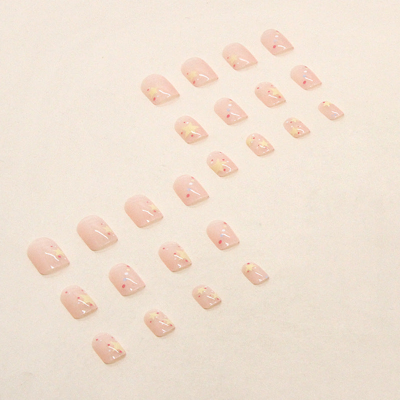 N-122 - Sparkle Stars Pink - Press On Nail Set Of 24