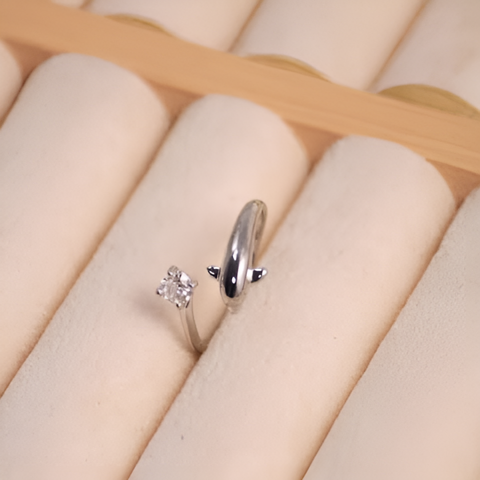 UNI-103 - Cute Dolphin Sterling Silver Jewelry Rings for girl  - Ring Style 1