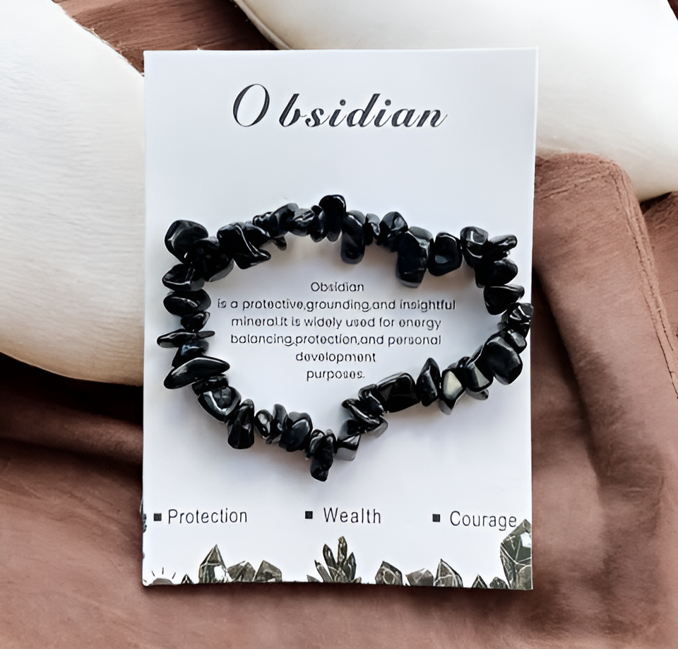 UNI - 1015 |Obsidian Chip Bracelet| Bracelet