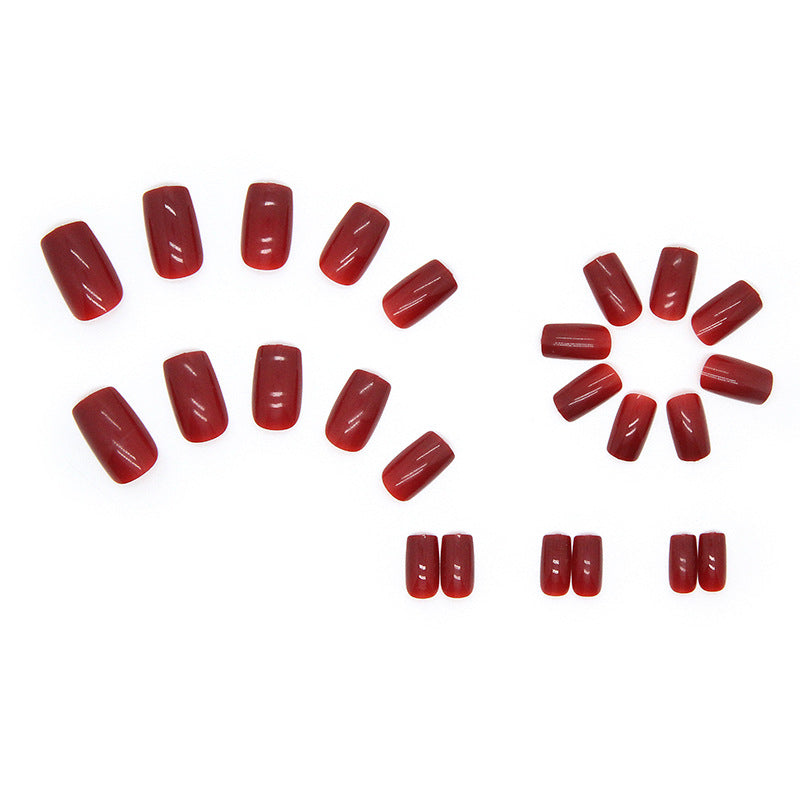 N-128 - Deep maroon   - Press On Nail Set Of 24