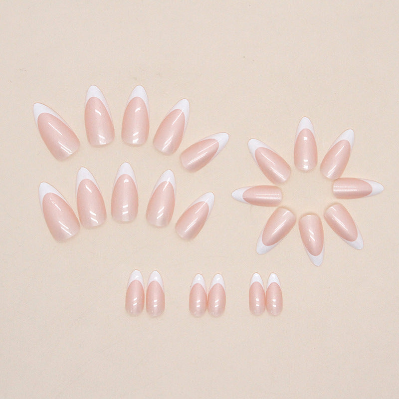 N-138 - Pink & White - Press On Nail Set Of 24