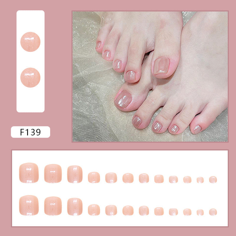 N-140 - Shiny Peachy Pink - Toenail Set Of 24