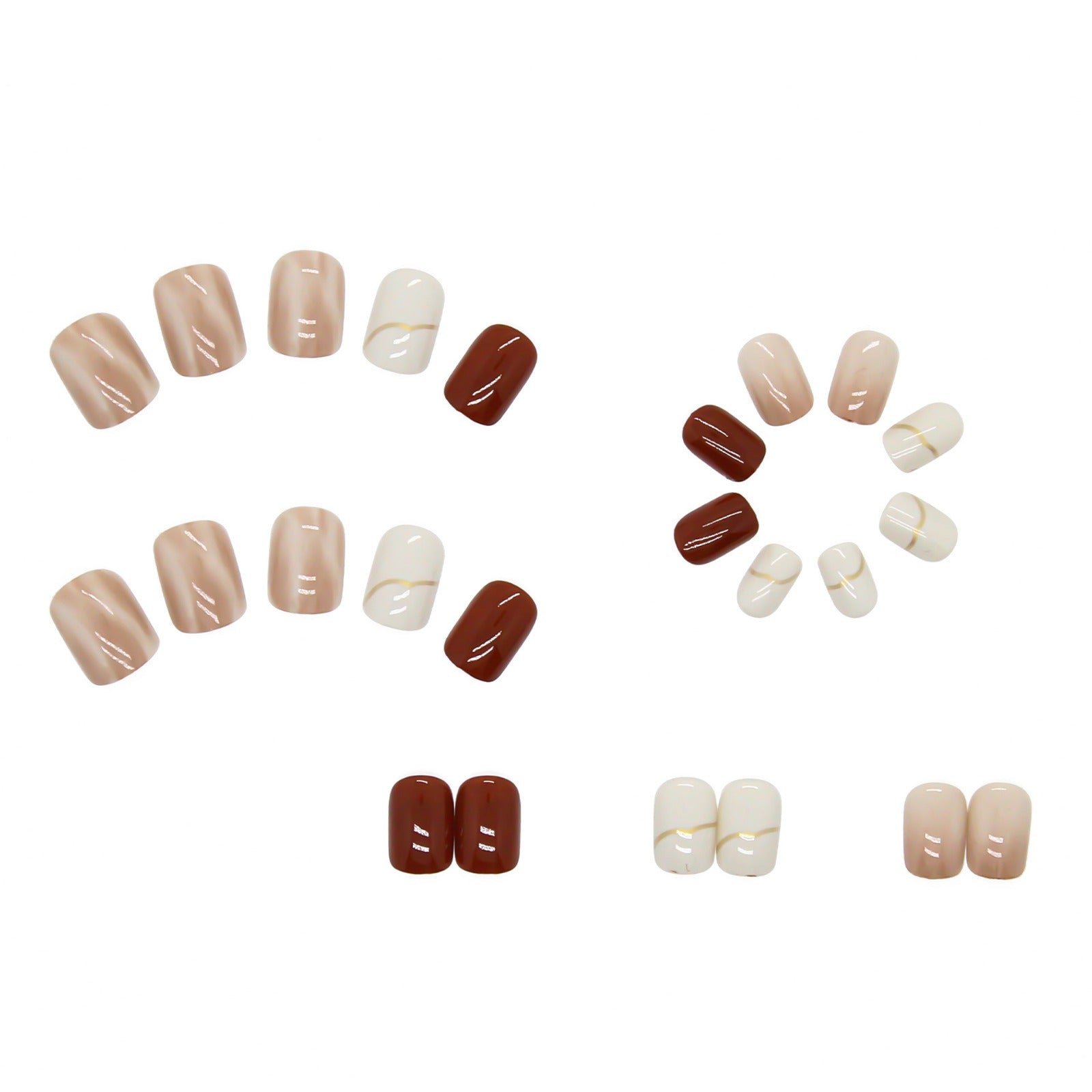 N-148 - Marbled Fancy - Press On Nail Set Of 24