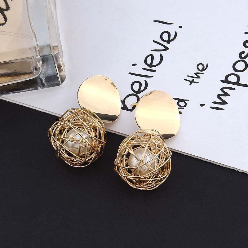 UNI-10588 - Classy Pearl Cage Foiled - Earring