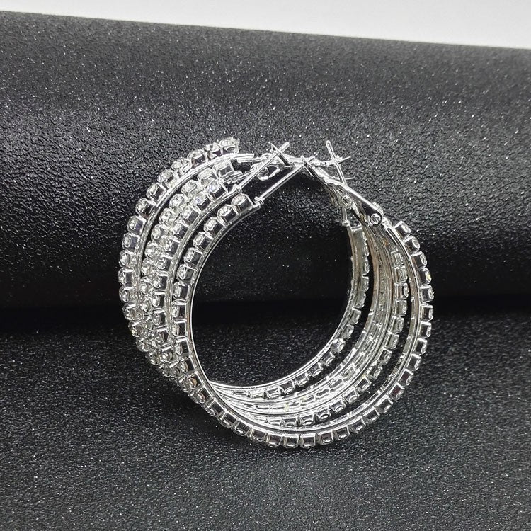 UNI-10503 - Diamonds Hoop Circle  - Earring