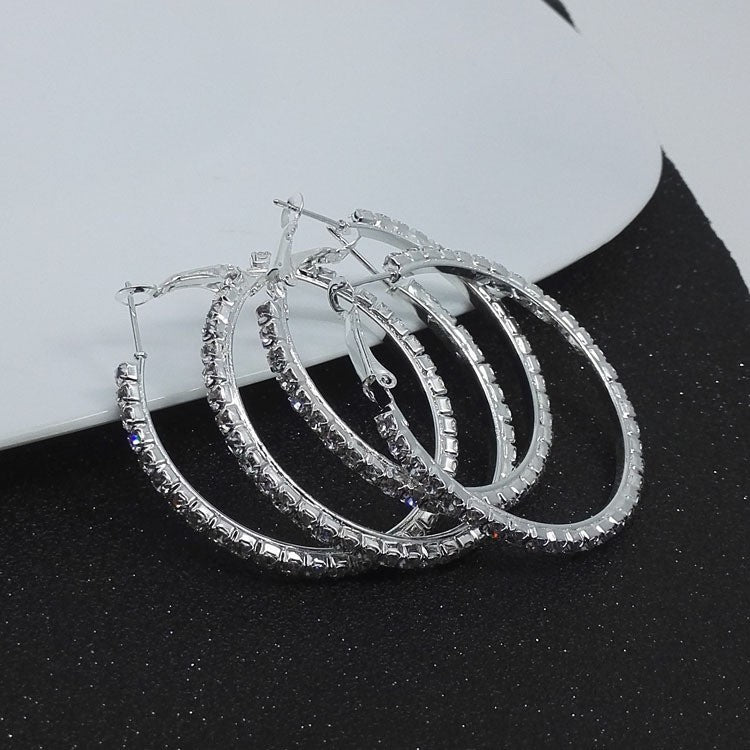 UNI-10503 - Diamonds Hoop Circle  - Earring