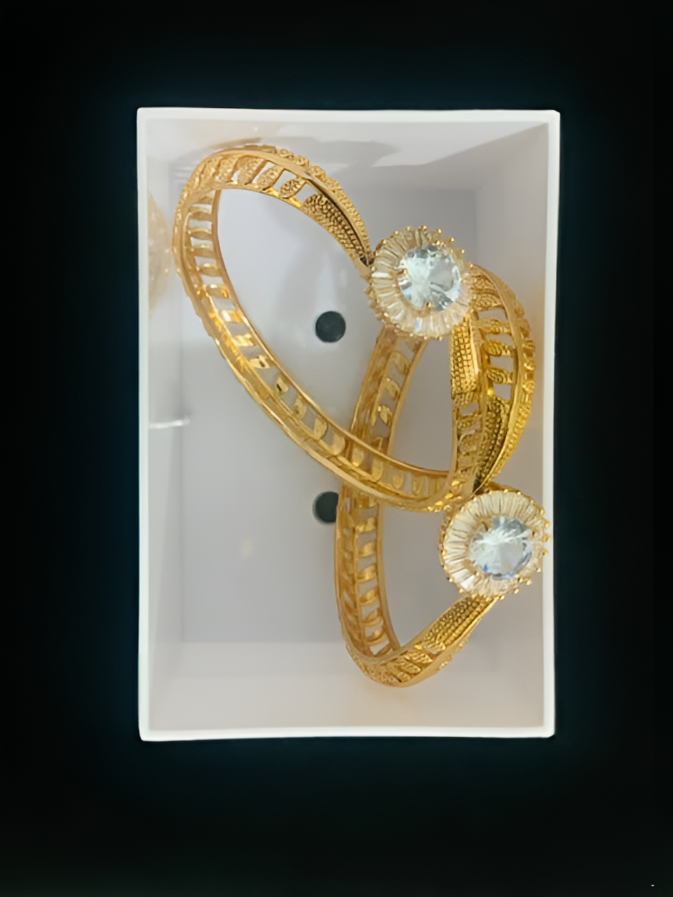 UNI-1023 -  18k Gold Plated Bangles with a Jewel Stone - Trending Bracelets