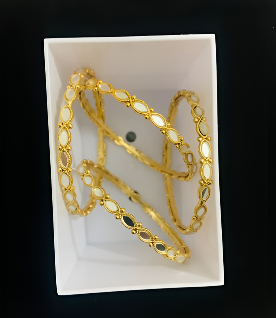 UNI-1024 -  18k Gold Plated Bangles with Mirrors - Trending Bracelets