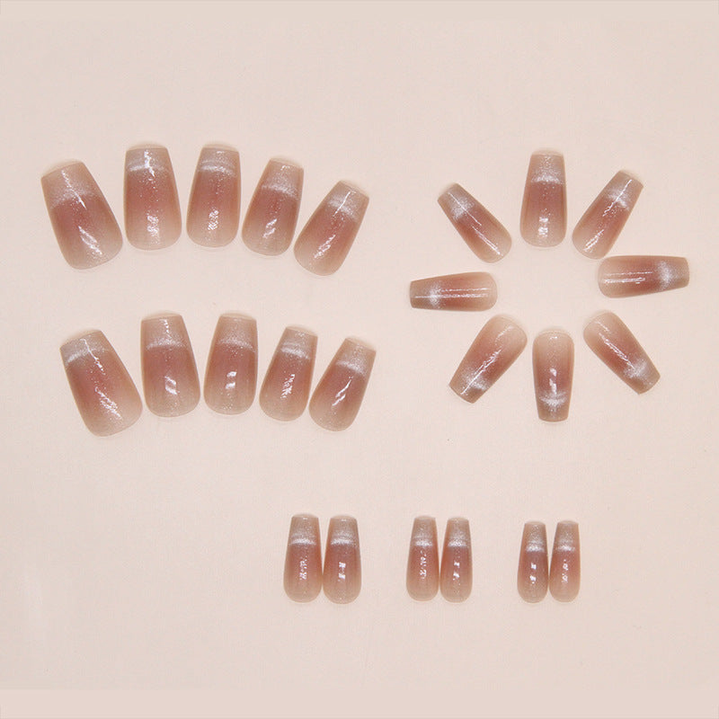 N-146 - Shiny White Salmon Pink Shade - Press On Nail Set Of 24
