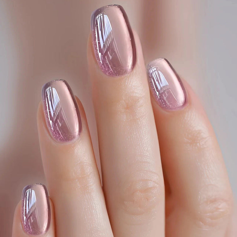 N-106- Shiny  Rose Pink - Press On Nail Set Of 24