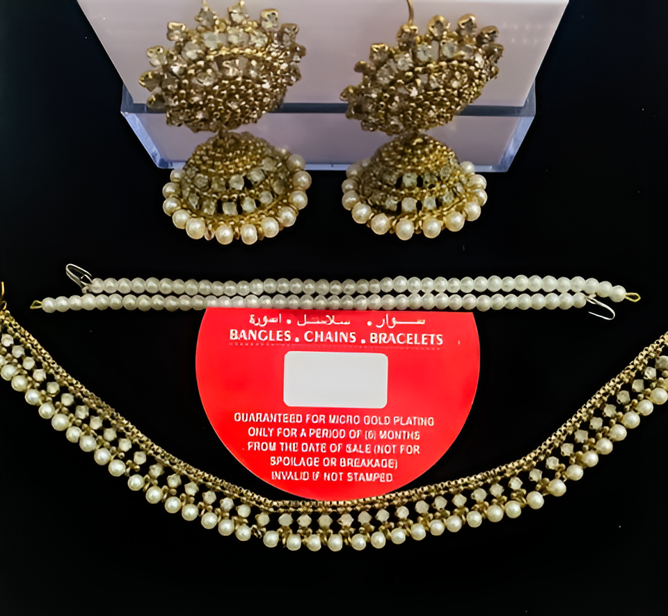 UNI-303 -5pcs set | Indian White Stoned Jewellery set  - Jewelry Set